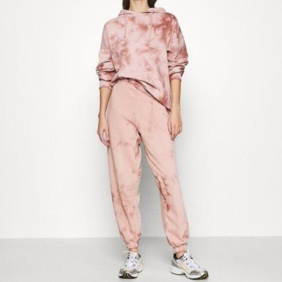 Topshop Premium Pink Tie Dye Sweatshirt Hoodie Women's Size Large NEW - Picture 1 of 10